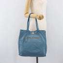 VALENTINO Tote Bag Leather Light Blue Gold Tone Auth bs37079-26