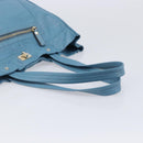 VALENTINO Tote Bag Leather Light Blue Gold Tone Auth bs37079-7