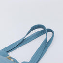 VALENTINO Tote Bag Leather Light Blue Gold Tone Auth bs37079-14