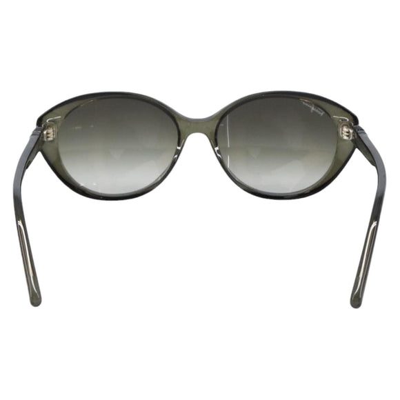 Salvatore Ferragamo Gancini Sunglasses Plastic Khaki Silver Auth bs37082