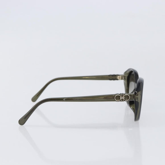 Salvatore Ferragamo Gancini Sunglasses Plastic Khaki Silver Auth bs37082