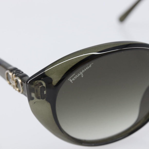 Salvatore Ferragamo Gancini Sunglasses Plastic Khaki Silver Auth bs37082
