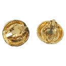 CHANEL Earring Metal Gold Tone White CC Auth bs37083-3