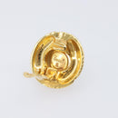 CHANEL Earring Metal Gold Tone White CC Auth bs37083-5