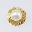 CHANEL Earring Metal Gold Tone White CC Auth bs37083-8