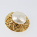 CHANEL Earring Metal Gold Tone White CC Auth bs37083-9