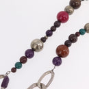 CHANEL Necklace Metal Silver Multicolor CC Auth bs37084-10