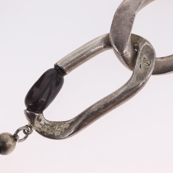 CHANEL Necklace Metal Silver Multicolor CC Auth bs37084