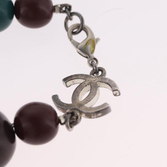CHANEL Necklace Metal Silver Multicolor CC Auth bs37084