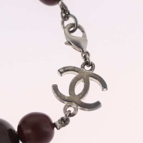 CHANEL Necklace Metal Silver Multicolor CC Auth bs37084