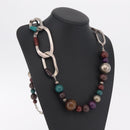 CHANEL Necklace Metal Silver Multicolor CC Auth bs37084-16