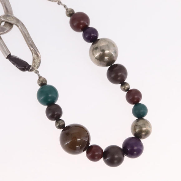 CHANEL Necklace Metal Silver Multicolor CC Auth bs37084