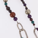 CHANEL Necklace Metal Silver Multicolor CC Auth bs37084-5