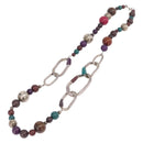 CHANEL Necklace Metal Silver Multicolor CC Auth bs37084-7