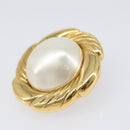 CHANEL Earring Metal Gold Tone White CC Auth bs37086-8