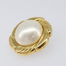 CHANEL Earring Metal Gold Tone White CC Auth bs37086-9