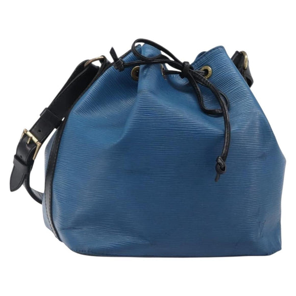 LOUIS VUITTON Epi Petit Noe Shoulder Bag Bicolor Blue Black M44152 Auth bs37093