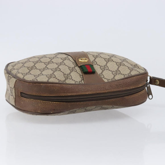 GUCCI GG Supreme Web Sherry Line Clutch Bag PVC Beige 89 01 034 Auth bs37095