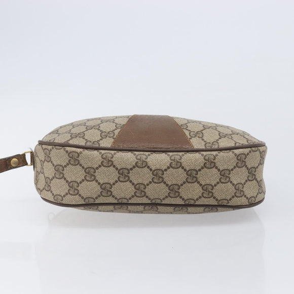 GUCCI GG Supreme Web Sherry Line Clutch Bag PVC Beige 89 01 034 Auth bs37095