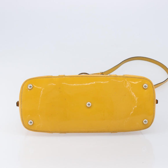 GUCCI Micro GG Hand Bag Patent 2way Yellow Gold Tone 809617 Auth bs37096