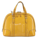 GUCCI Micro GG Hand Bag Patent 2way Yellow Gold Tone 809617 Auth bs37096-2