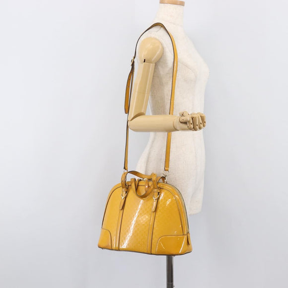 GUCCI Micro GG Hand Bag Patent 2way Yellow Gold Tone 809617 Auth bs37096