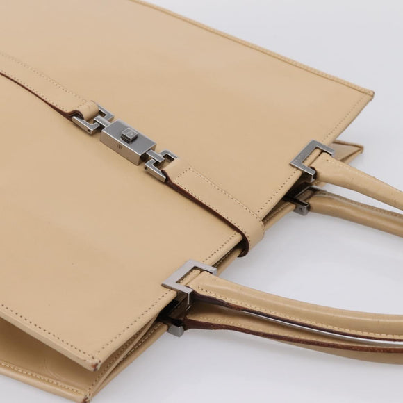 GUCCI Jackie Hand Bag Leather Beige Silver 002 1064 Auth bs37097