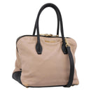 Miu Miu Hand Bag Leather 2way Beige Gold Tone Auth bs37100-1