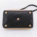 Miu Miu Hand Bag Leather 2way Beige Gold Tone Auth bs37100-5