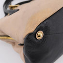 Miu Miu Hand Bag Leather 2way Beige Gold Tone Auth bs37100-9