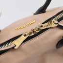 Miu Miu Hand Bag Leather 2way Beige Gold Tone Auth bs37100-20