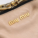Miu Miu Hand Bag Leather 2way Beige Gold Tone Auth bs37100-21