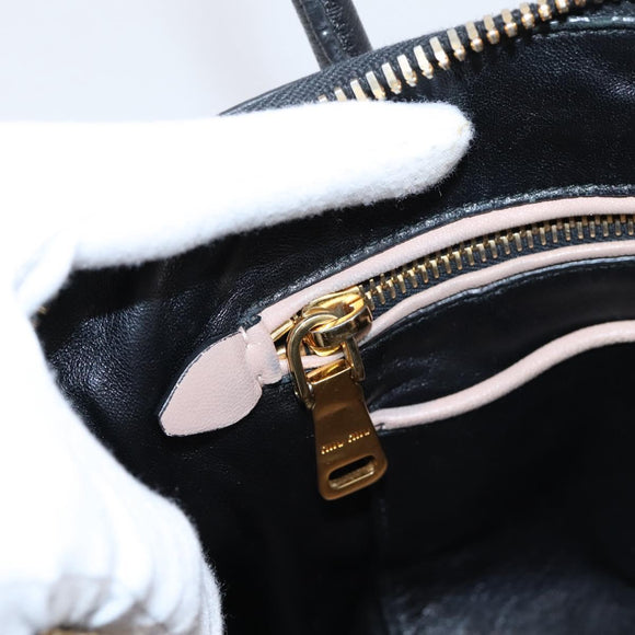 Miu Miu Hand Bag Leather 2way Beige Gold Tone Auth bs37100