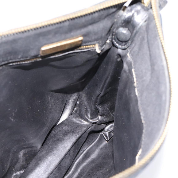 BOTTEGA VENETA Shoulder Bag Canvas Black Silver Auth bs37102