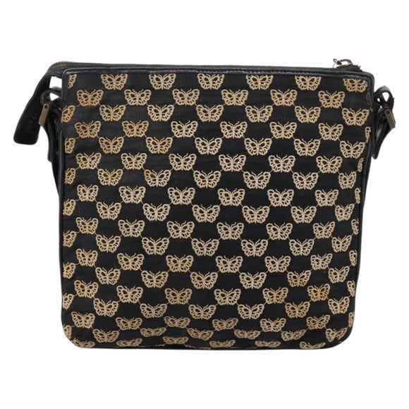BOTTEGA VENETA Shoulder Bag Canvas Black Silver Auth bs37102
