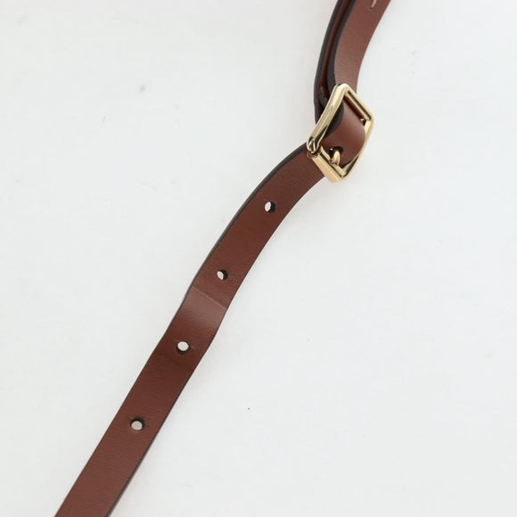 Miu Miu Hand Bag Leather 2way Brown Gold Tone Auth bs37103M