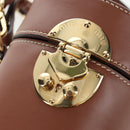 Miu Miu Hand Bag Leather 2way Brown Gold Tone Auth bs37103M-24