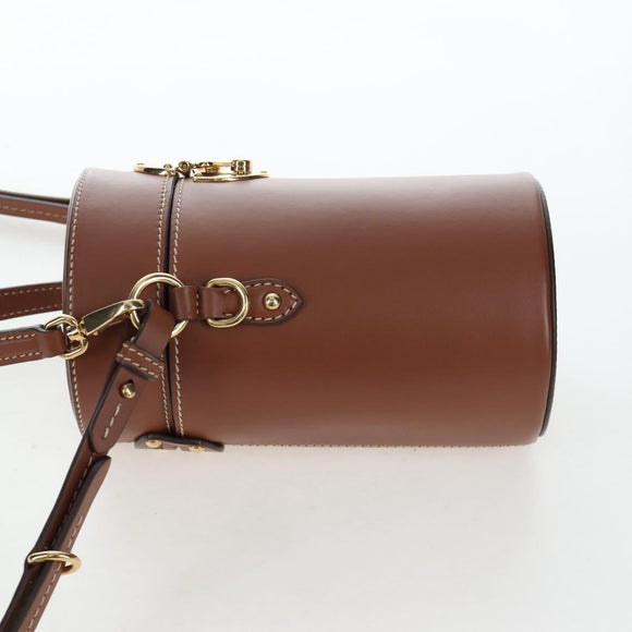 Miu Miu Hand Bag Leather 2way Brown Gold Tone Auth bs37103M