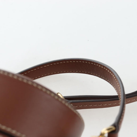Miu Miu Hand Bag Leather 2way Brown Gold Tone Auth bs37103M
