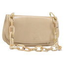 PRADA Chain Shoulder Bag Leather Beige Auth bs37117-1