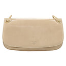 PRADA Chain Shoulder Bag Leather Beige Auth bs37117-13
