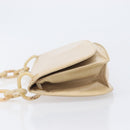 PRADA Chain Shoulder Bag Leather Beige Auth bs37117-4