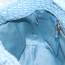 Miu Miu Shoulder Bag Raffia Blue Silver Auth bs37118A-19