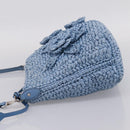 Miu Miu Shoulder Bag Raffia Blue Silver Auth bs37118A-4