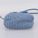 Miu Miu Shoulder Bag Raffia Blue Silver Auth bs37118A-9