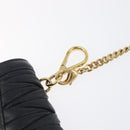 Miu Miu Matelasse Chain Shoulder Pouch Leather Black Gold Tone Auth bs37119V-9