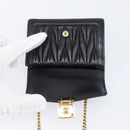 Miu Miu Matelasse Chain Shoulder Pouch Leather Black Gold Tone Auth bs37119V-20