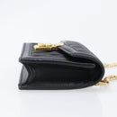 Miu Miu Matelasse Chain Shoulder Pouch Leather Black Gold Tone Auth bs37119V-3