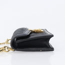 Miu Miu Matelasse Chain Shoulder Pouch Leather Black Gold Tone Auth bs37119V-4