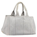 PRADA Canapa MM Hand Bag Canvas Light Blue Gold Tone Auth bs37121-1